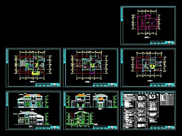 豪华G型别墅图纸全套预览图
