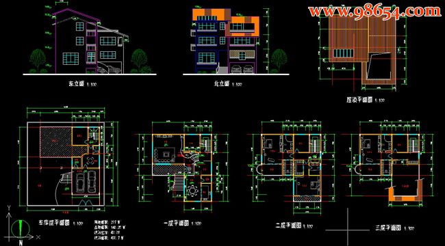 三层3室2厅5卫新潮别墅方案全套预览图