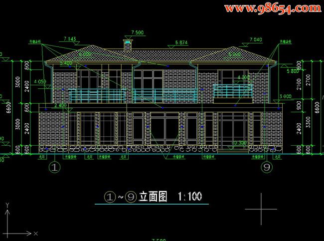 两层欧式别墅全套方案图正立面图