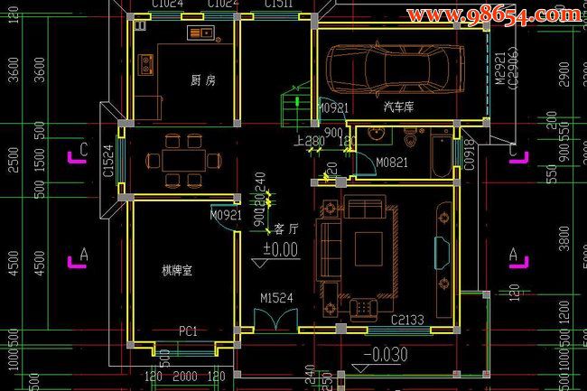 江苏省某农村二层小别墅户型图一楼平面图