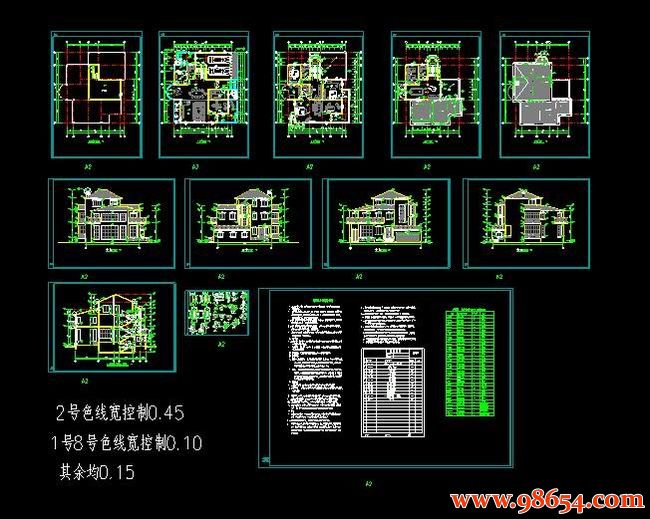 首层面积221平方米3层小型别墅建施图全套预览图