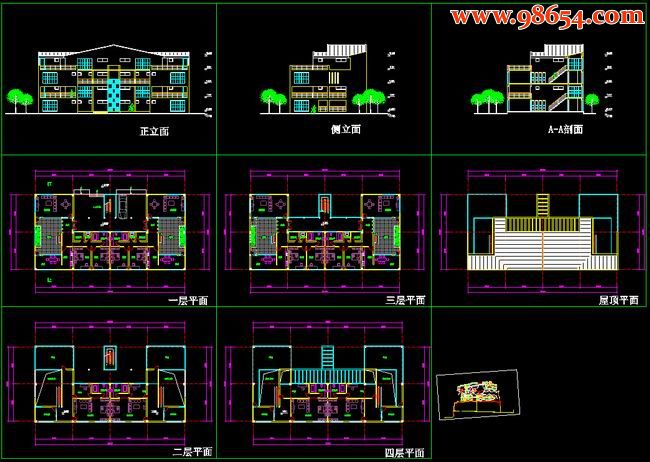 四层6室4厅4卫南方农村住宅施工图全套预览图