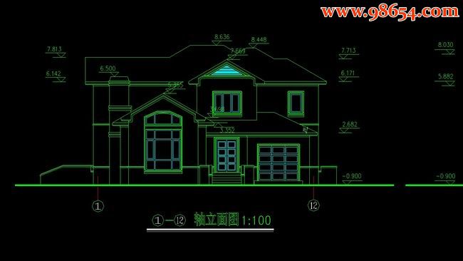 两层5室3厅4卫北方别墅设计图正立面图